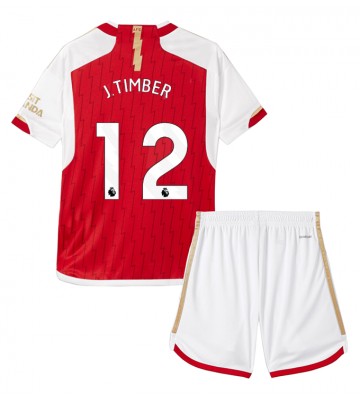 Arsenal Jurrien Timber #12 Hjemmebanesæt Børn 2023-24 Kort ærmer (+ korte bukser)